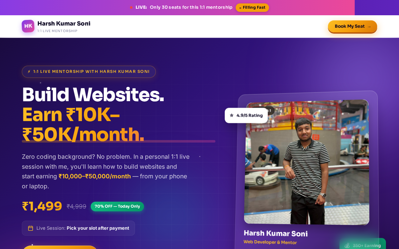 Harsh Mentorship website preview