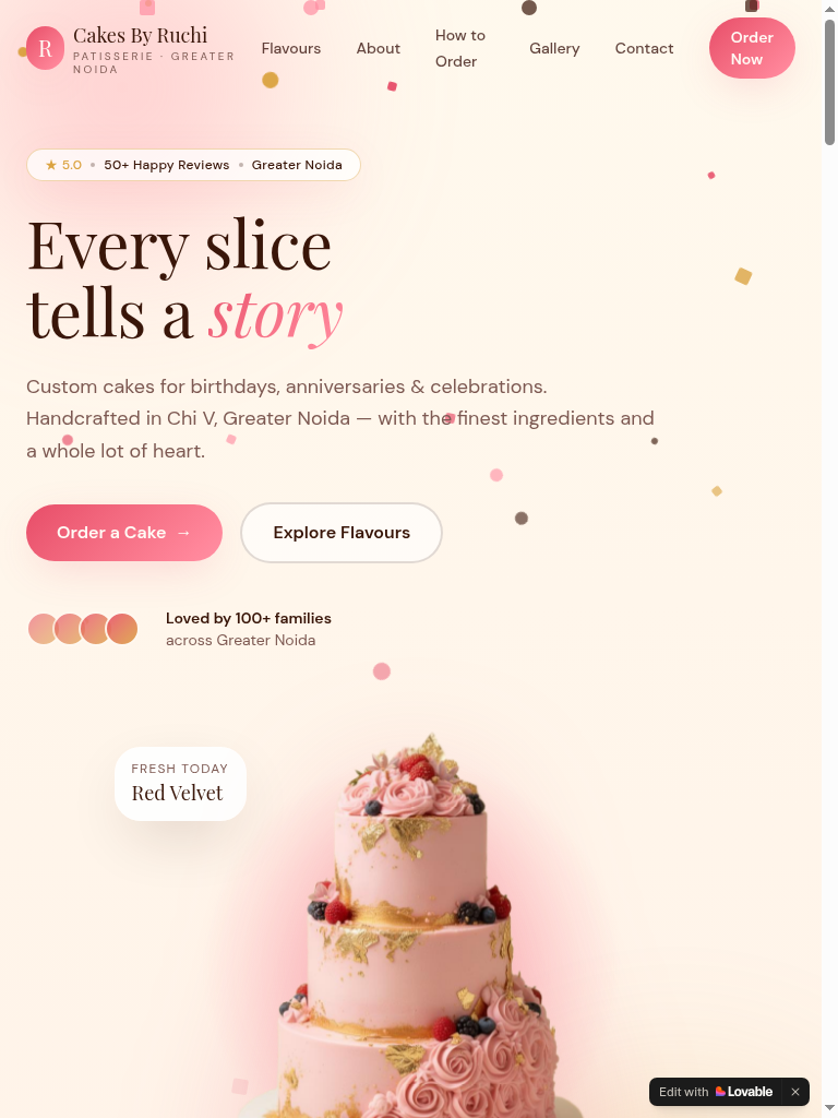 Cakes By Ruchi website preview
